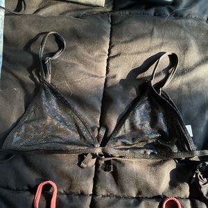 Holographic black bikini top